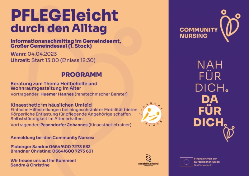 Die Community Nurses laden zu einem Informationsnachmittag ins Gemeindeamt Attnang-Puchheim.