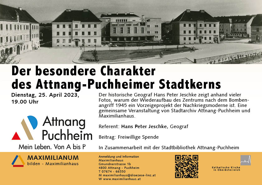 In diesem Vortrag geht es um den Wiederaufbau von Attnang-Puchheim nach der Bombardierung am 21. April 1945.